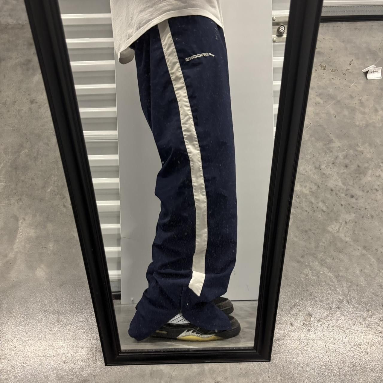 Japanese Brand × Vintage Crazy Vintage Y2K/2000s Baggy Navy Blue Striped Streetwear Skater Nylon Track Pants! Size US 32 / EU 48 - 1 Thumbnail
