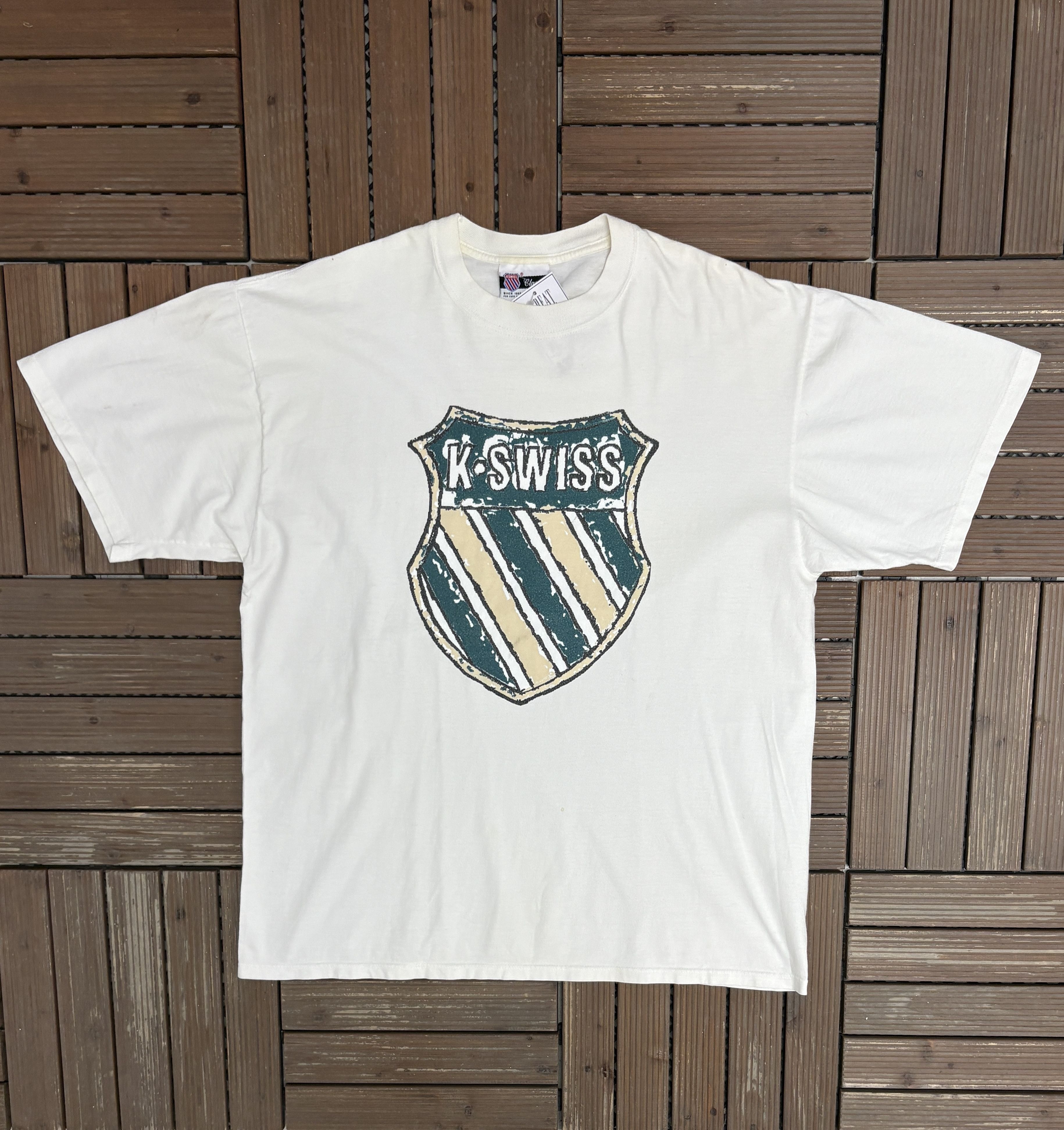 K-Swiss K-Swiss Shoes Vintage Made in USA White T-Shirt Tee Size US XL / EU 56 / 4 - 1 Thumbnail