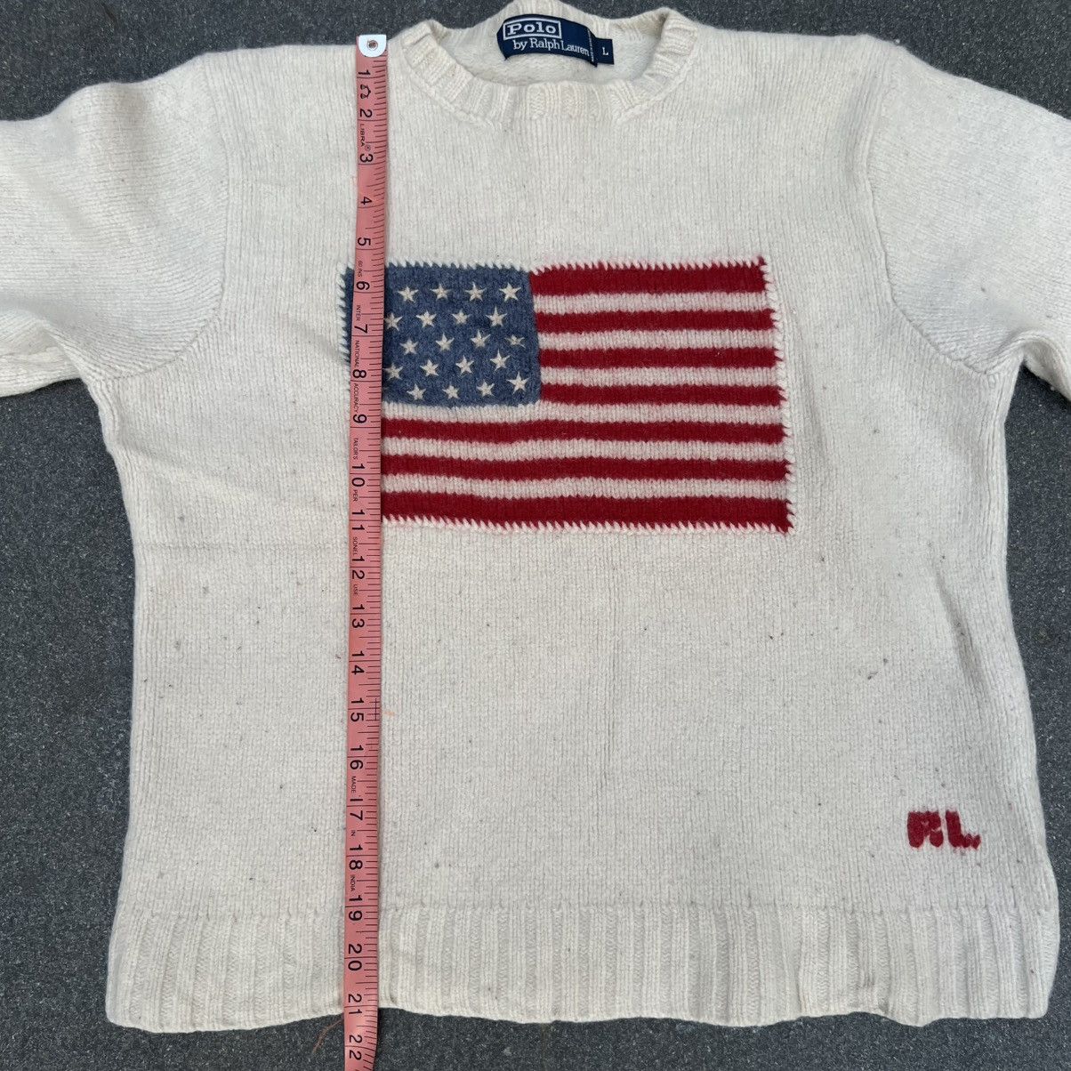 Designer × Polo Ralph Lauren × Vintage Vintage Polo Ralph Lauren American Flag Knit Sweater Size US L / EU 52-54 / 3 - 7 Thumbnail