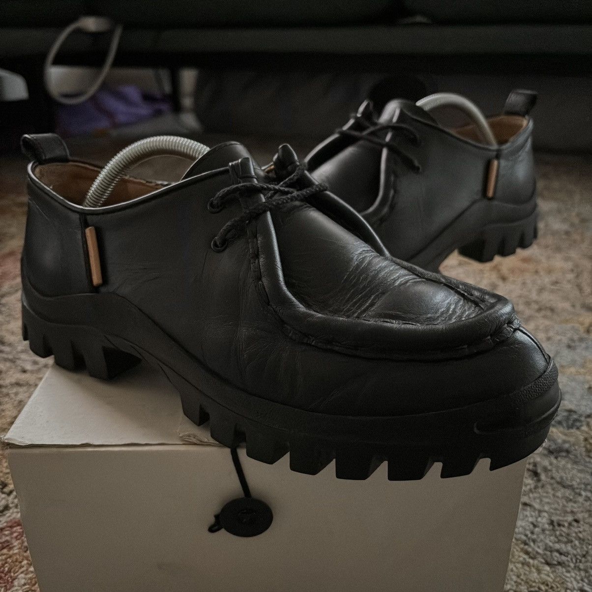 Hender Scheme Tirolean 2146 French Workwear Wallace Vibram Lug Leather Shoes in Black (Size 10)