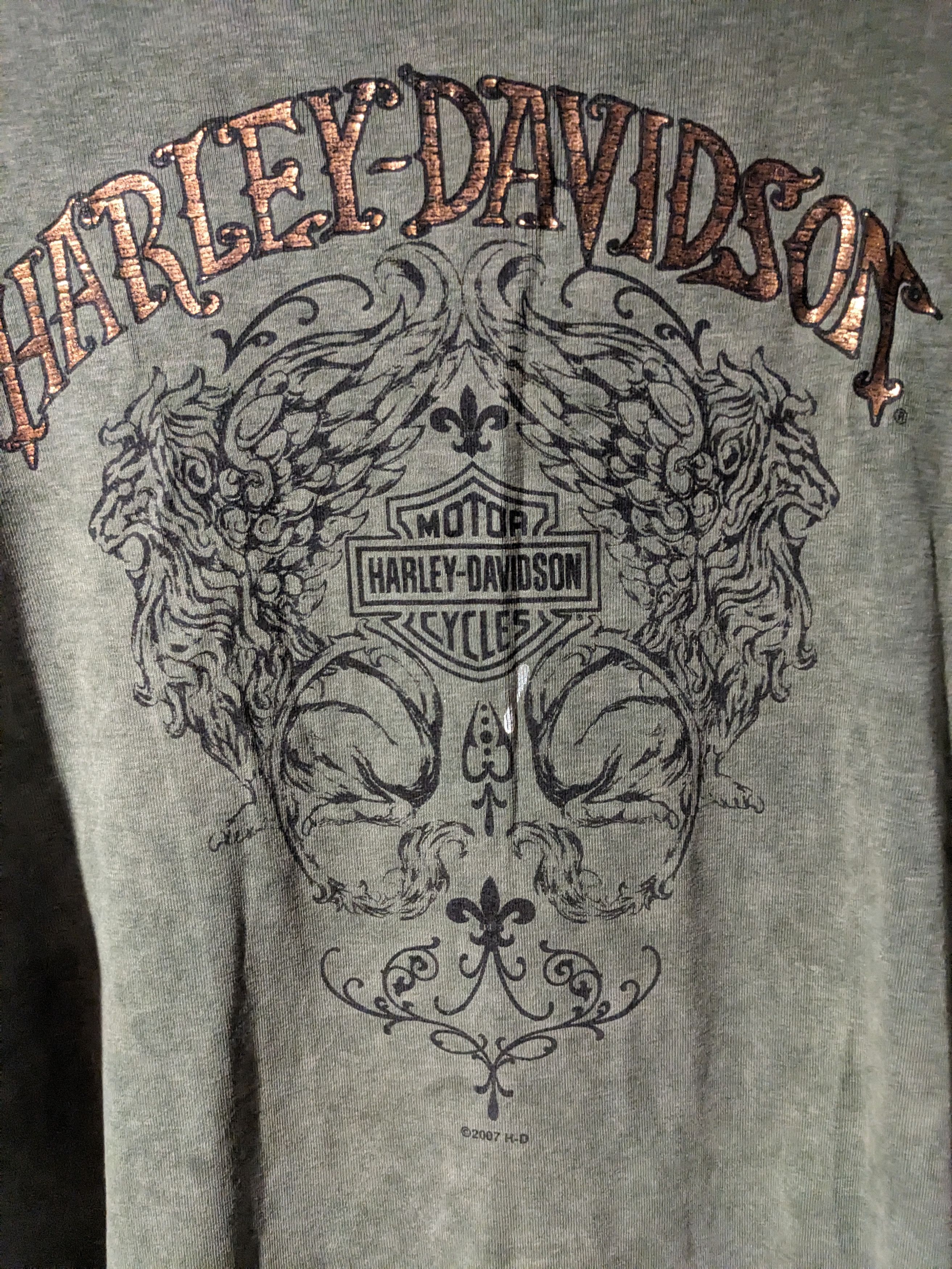 Harley Davidson × Vintage Vintage 2007 Harley-Davidson Skulls Long-Sleeve T-Shirt Size XXL / US 16-18 / IT 52-54 - 2 Thumbnail