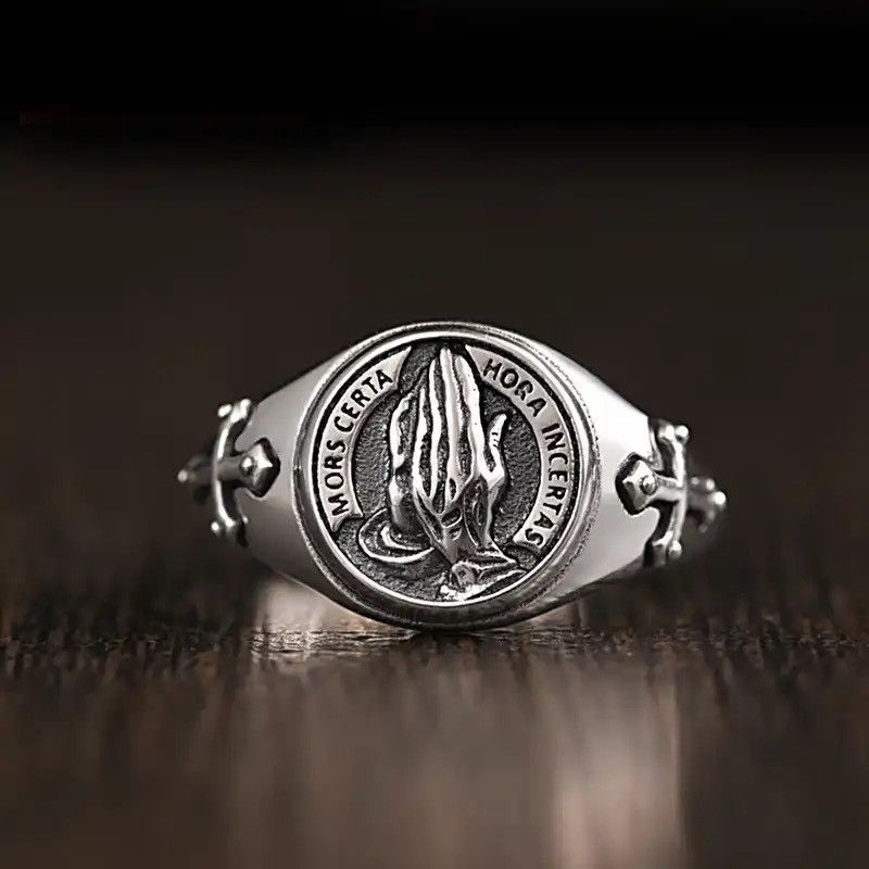Jewelry × Vintage opening prayer creative Thai silver ring Size ONE SIZE - 1 Thumbnail