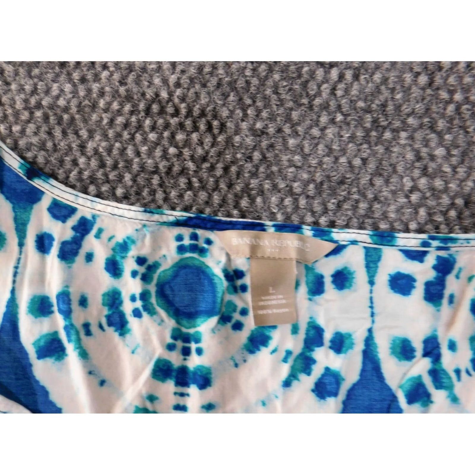 Banana Republic Banana Republic Dress A-Line Blue Womens L Sleeveless Geometric Mock Neck Knee Length Stretch Knit Polyester Spandex Casual Summer Womens Size L / US 10 / IT 46 - 4 Thumbnail