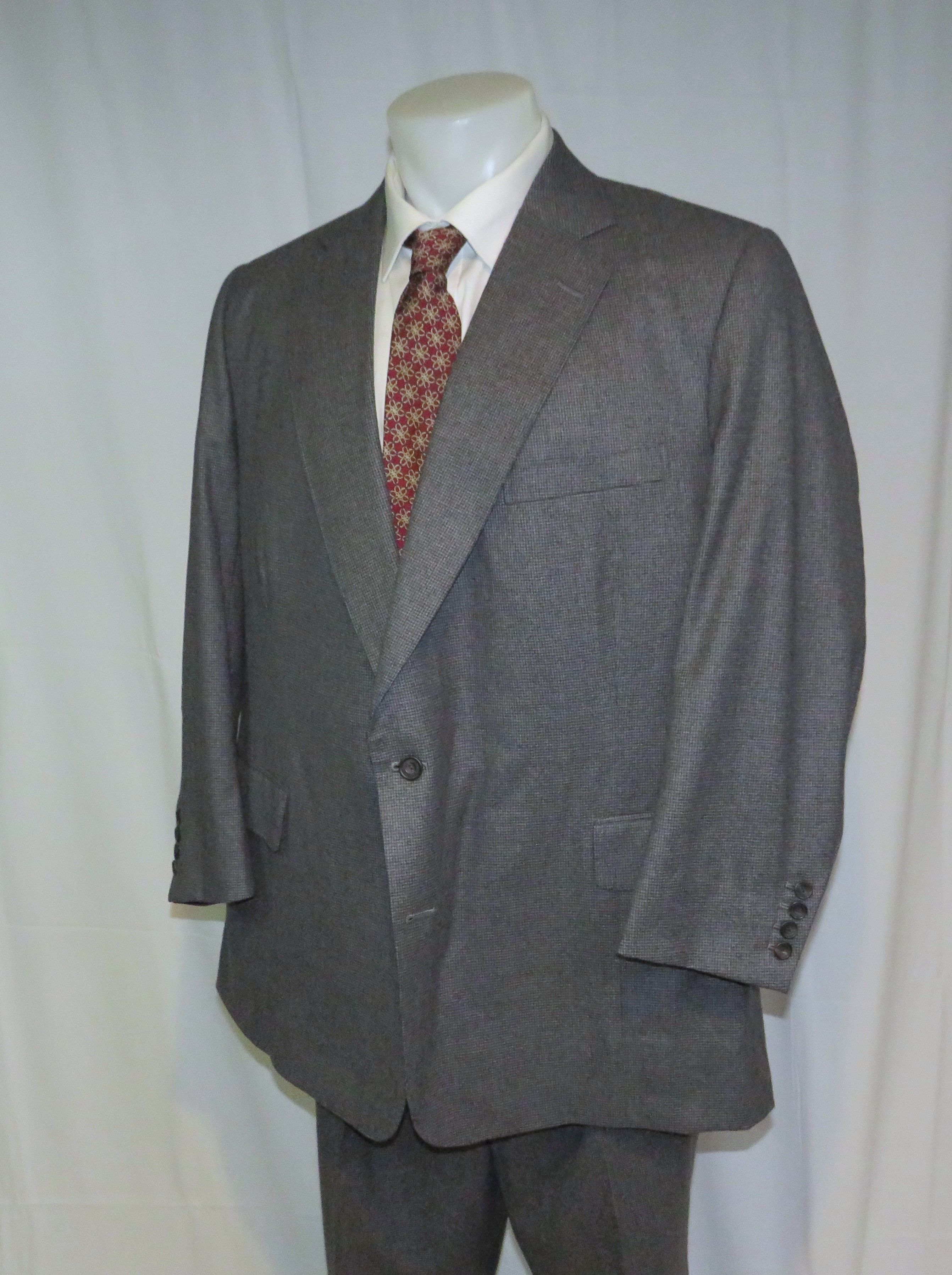 Henry Poole × Savile Row 2019 Gray Puppytooth Bespoke Portly Two Button Suit 48R Size 48R - 8 Thumbnail