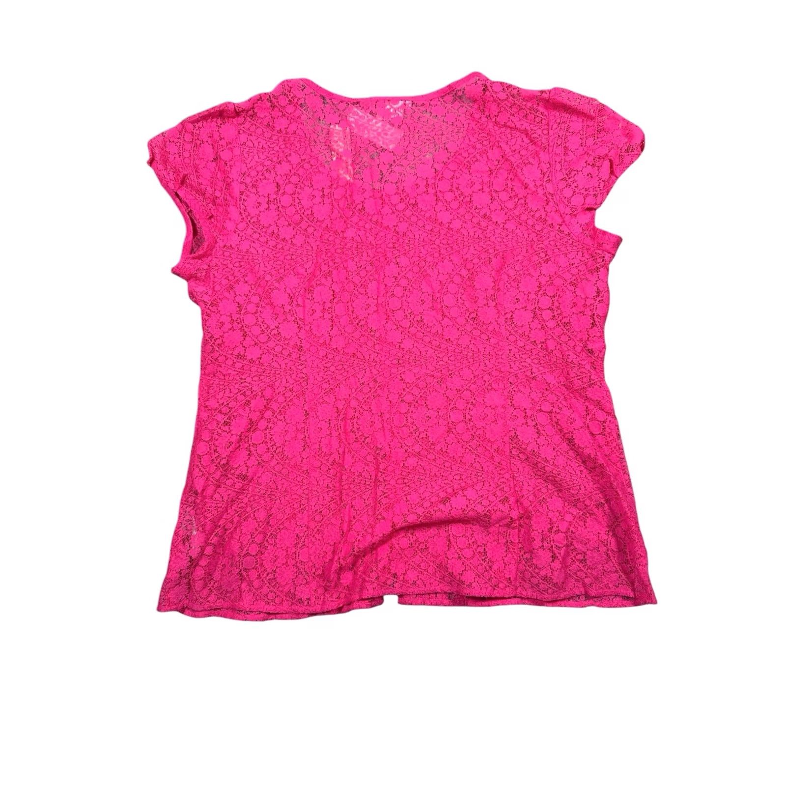 Van Heusen Van Heusen Studio Stretch Women's XL Top Pink Sleeveless Pullover Lace Blouse Button Dressy Casual Shirt Size XL / US 12-14 / IT 48-50 - 2 Thumbnail