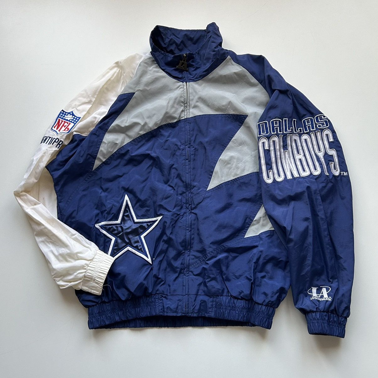 image of Logo Athletic x Nfl Vintage 90's Dallas Cowboys Shark Tooth Windbreaker in Navy, Men's (Size Large)