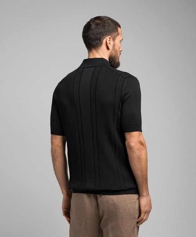 Brunello Cucinelli o1w1db10725 Knit Polo Shirt in Black Size US XL / EU 56 / 4 - 3 Thumbnail