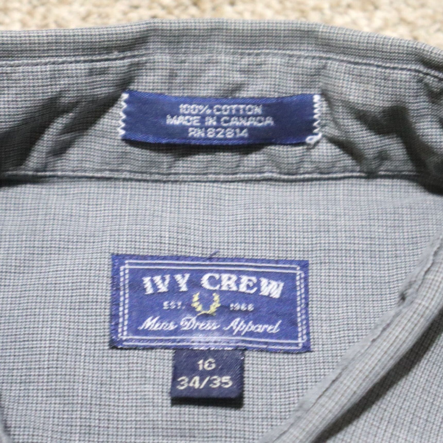 Vintage VINTAGE Ivy Crew Shirt Gray Long Sleeve Button-Down Breast Pocket Mens Size 16 34 / 35 Size US L / EU 52-54 / 3 - 3 Thumbnail