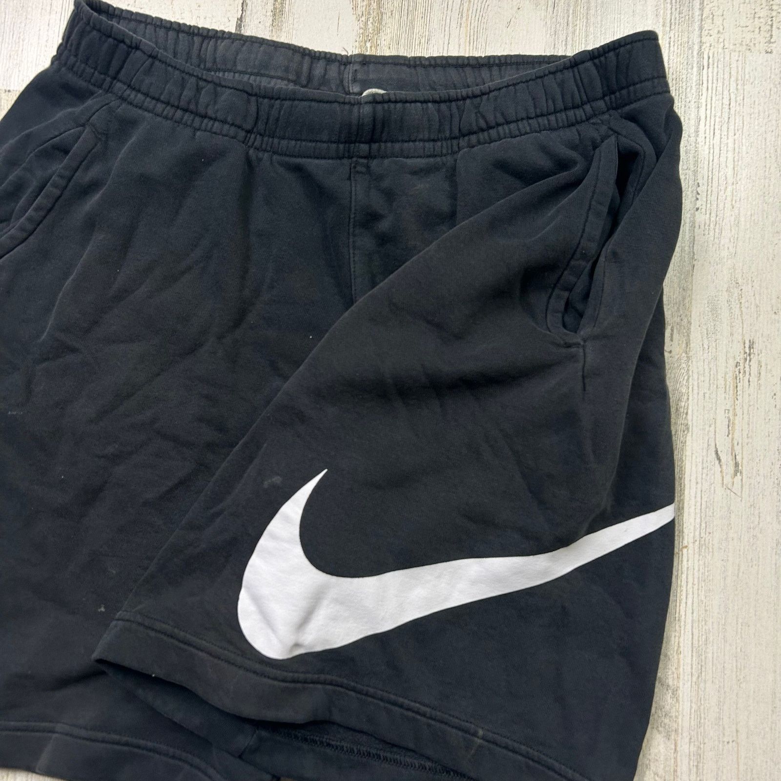 Nike Nike Sweat Shorts Black Men's Large White Swoosh Size US 36 / EU 52 - 2 Thumbnail