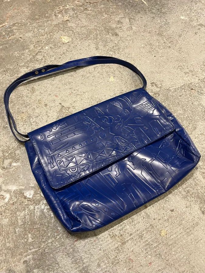 Prada × Vintage Prada Pictogram Blue Leather Handle Bag Size ONE SIZE - 1 Thumbnail