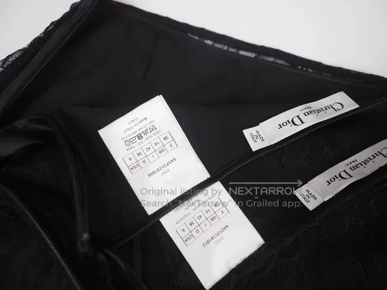 Dior Dior size M Black lace hollowed-out silk lined skirt Size 23" - 5 Thumbnail