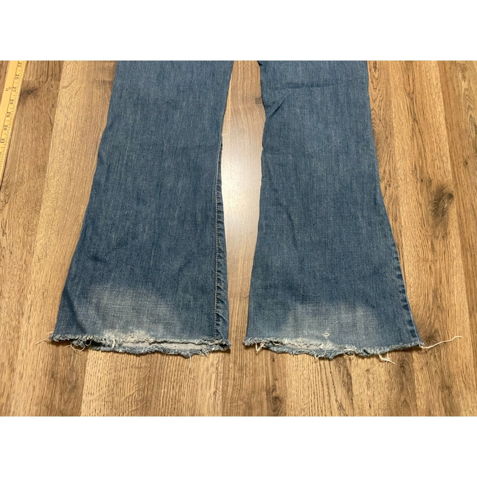 Flux Lux Jeans Women's 30 Blue Denim Wide-Leg Frayed Hem Pockets Vintage No? (Oops) Size 30" / US 8 / IT 44 - 3 Thumbnail