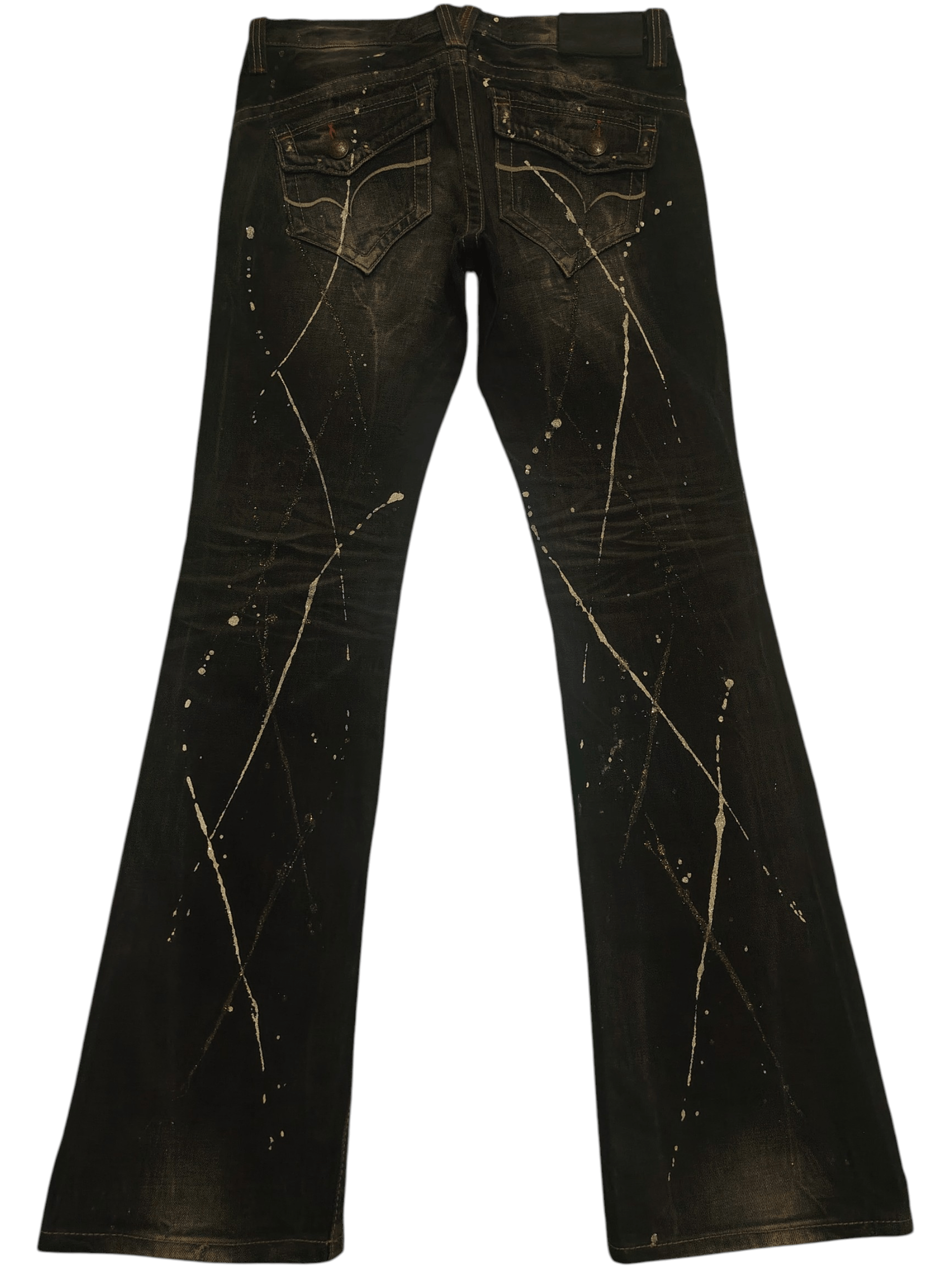 Yasuyuki Ishii Japan Lagust Painted Bead Pattern Distres Jeans Flared Jeans Size US 32 / EU 48 - 2 Thumbnail