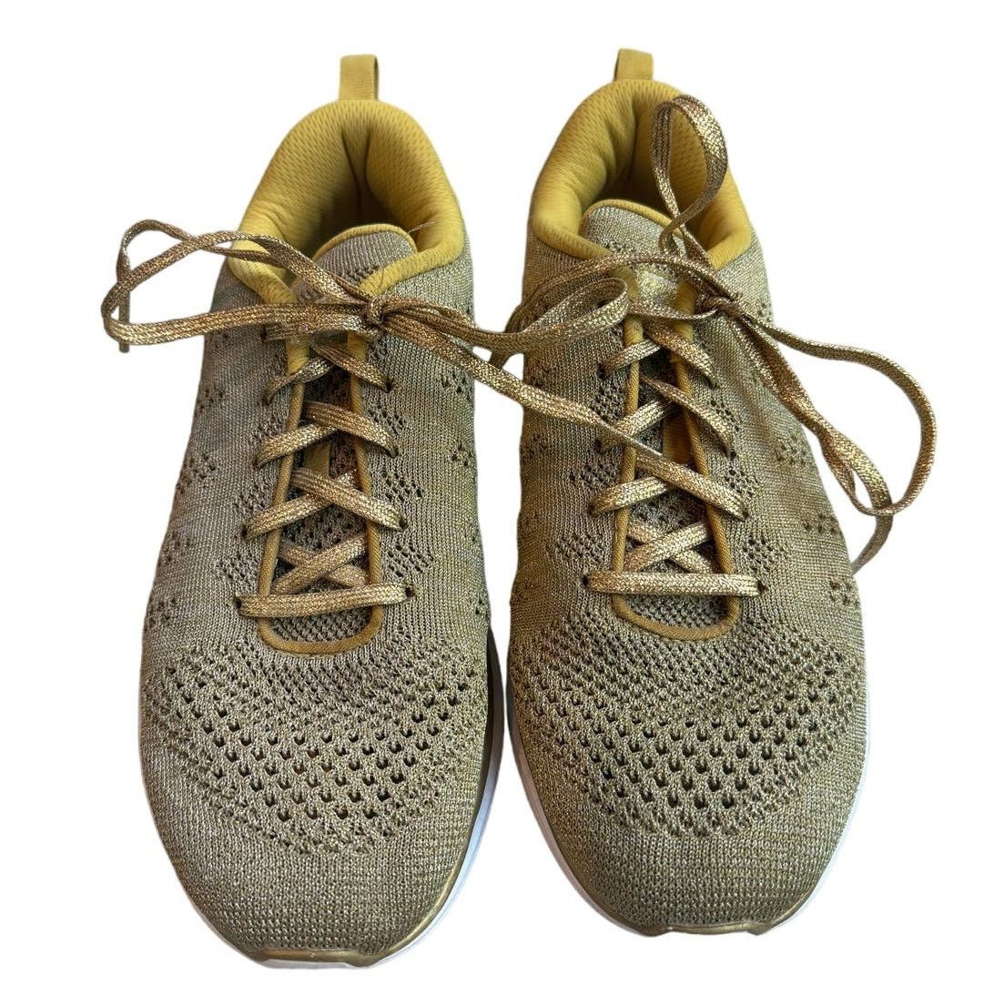 Athletic Propulsion Labs APL: Athletic Propulsion Labs Techloom 24k Pro Gold Sneakers Size US 10 / IT 40 - 2 Thumbnail