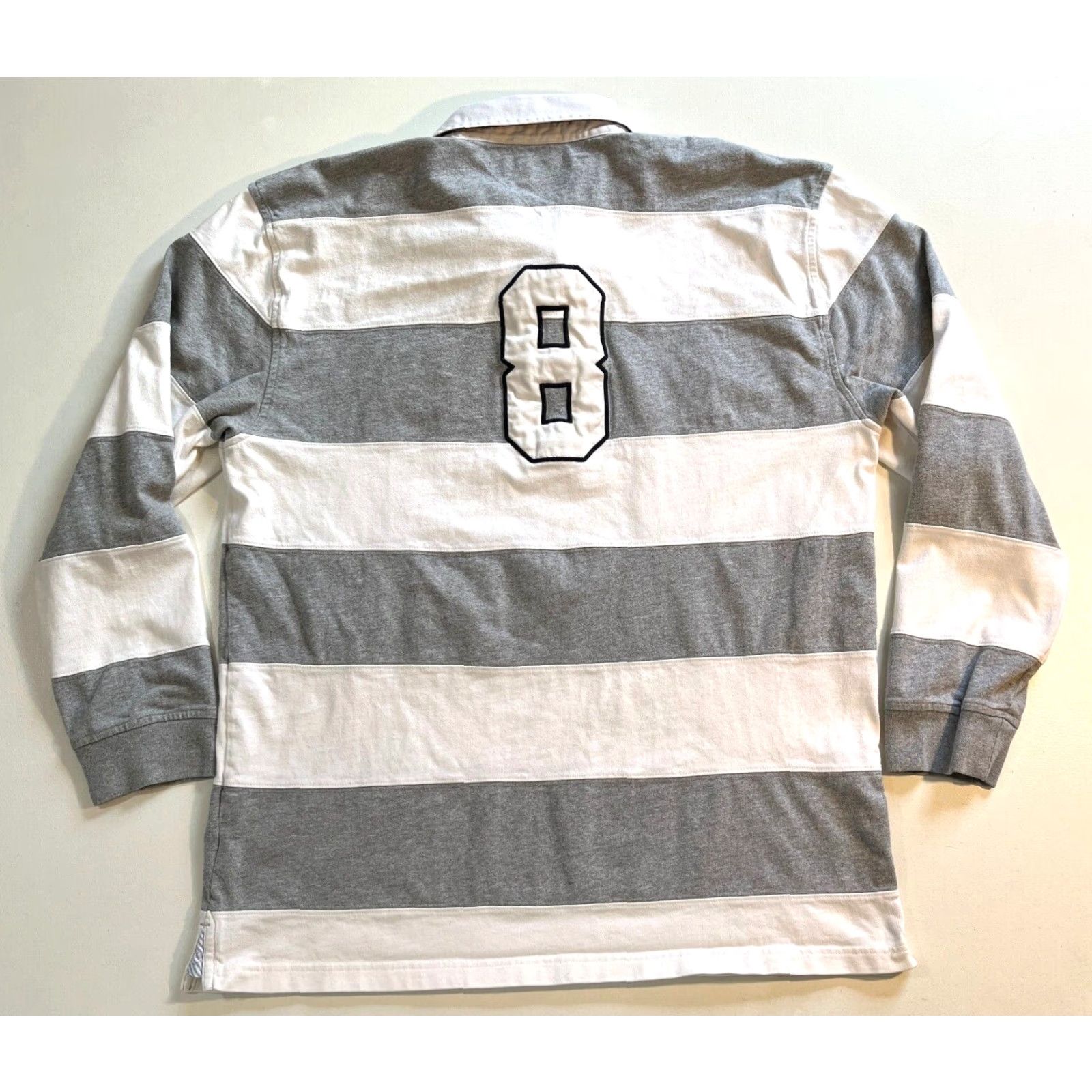 Tommy Hilfiger VINTAGE Tommy Hilfiger Men’s Long Sleeve Rugby Shirt Striped 2XL White Gray Size US XXL / EU 58 / 5 - 2 Thumbnail