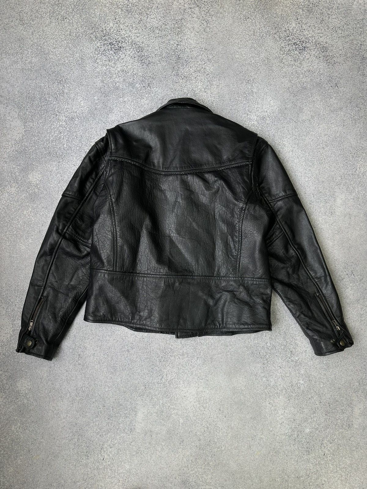 Genuine Leather × Vintage Vintage Genuine Leather Biker Motorcycle Heavy Jacket 90s Size US M / EU 48-50 / 2 - 12 Thumbnail