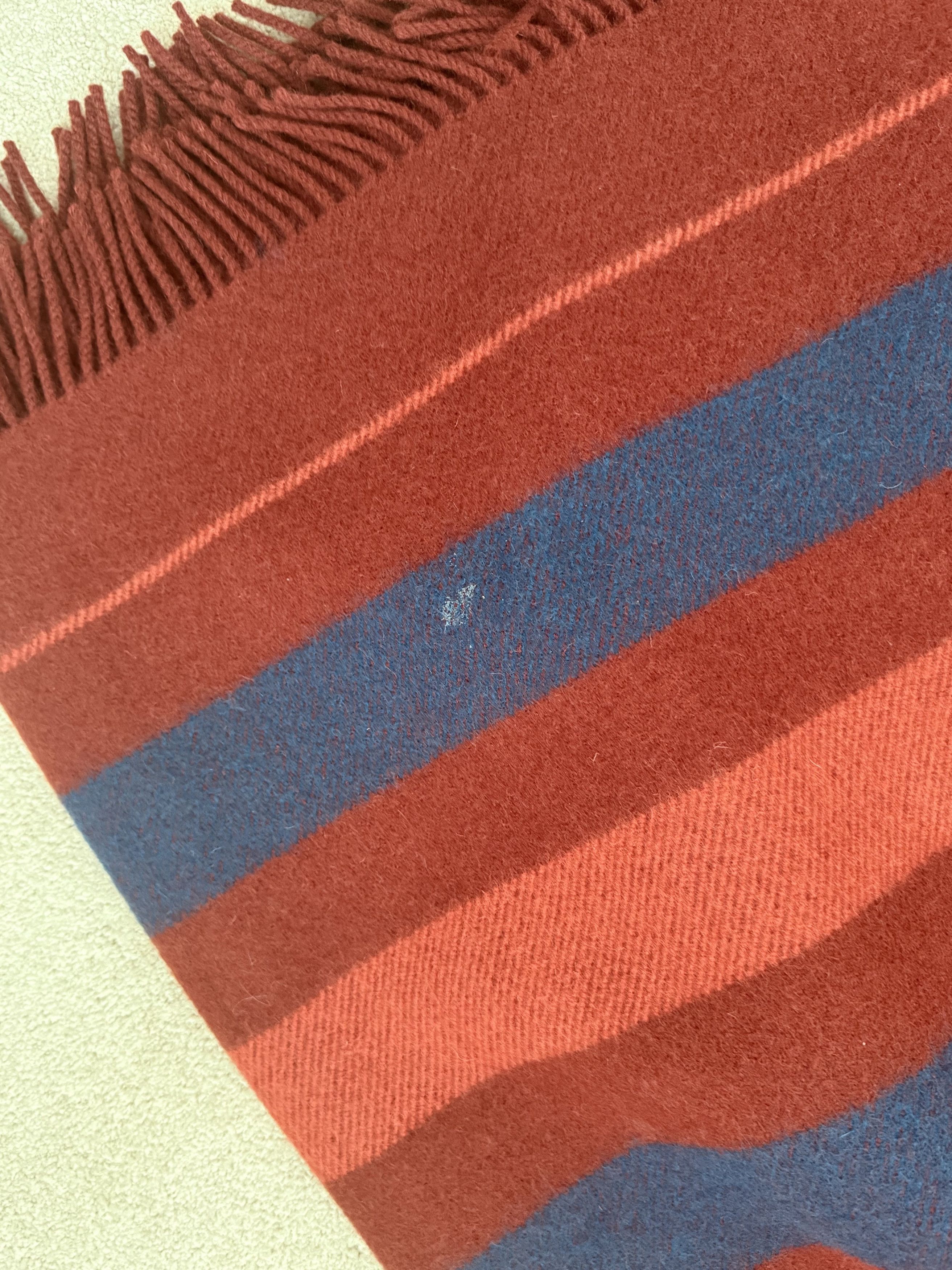 Hermes Hermes Rocobar Wool Blanket - Red with Blue Stripes Size ONE SIZE - 7 Thumbnail