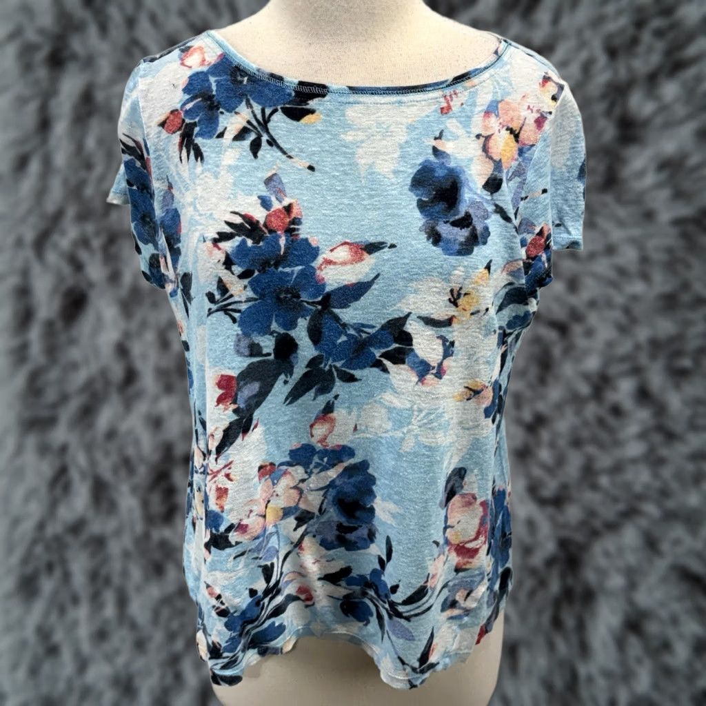 J. Jill J. Jill T-Shirt Linen Floral Love Women’s M Blue Coastal Beachy Read Women T-Shirt Linen Floral Love Blue M Size M / US 6-8 / IT 42-44 - 1 Thumbnail