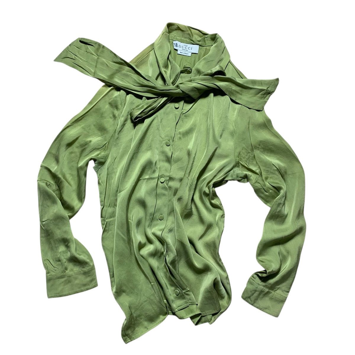 Gucci Gucci Green Tie Neck Long Sleeve Blouse Top Size M / US 6-8 / IT 42-44 - 3 Thumbnail