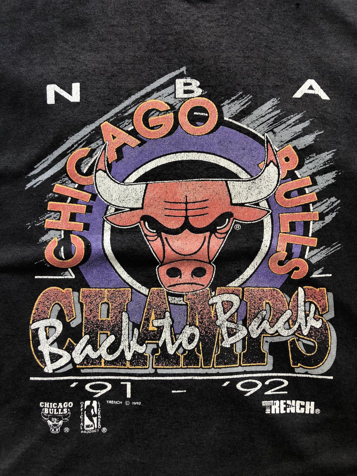 NBA × Vintage Vintage Faded 1992 Chicago Bulls Single Stitch T-Shirt Size US XXL / EU 58 / 5 - 2 Thumbnail
