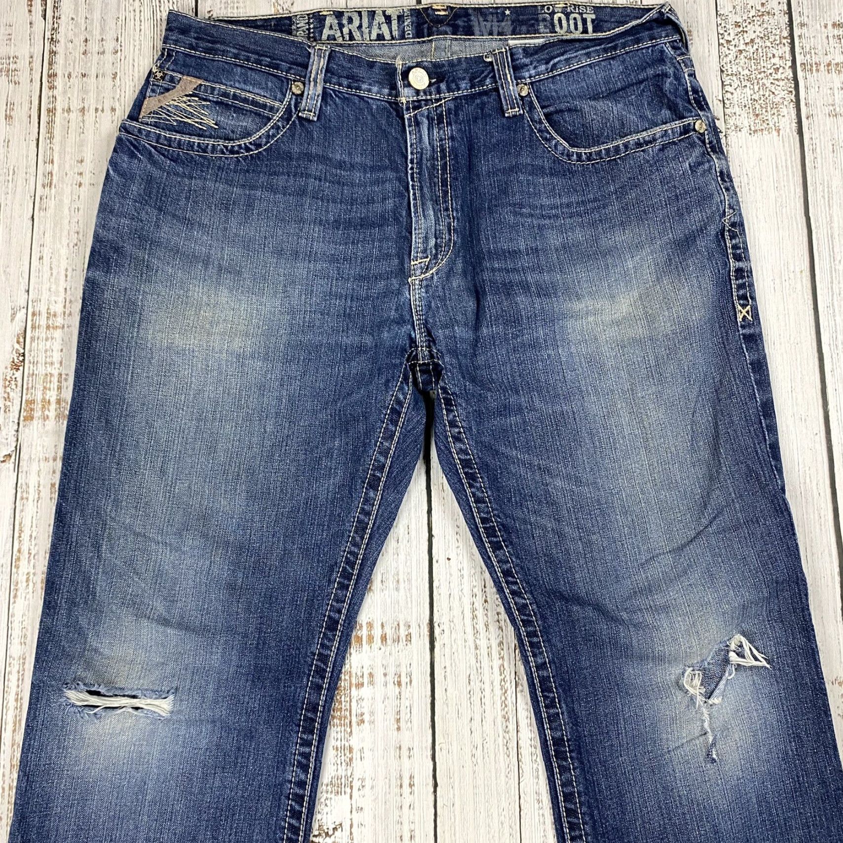 Ariat ARIAT M4 BACKLASH Low Rise Boot Cut Jeans Denim Western 38x34 Mens Blue Dark Wash Size US 38 / EU 54 - 2 Thumbnail