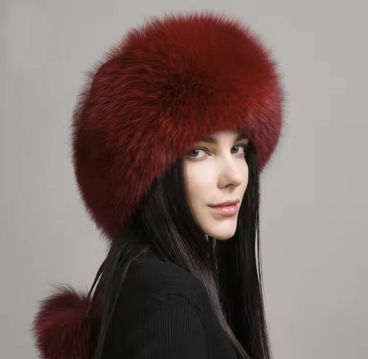 Japanese Brand Aesthetic Fox Fur Hat Unisex Size ONE SIZE - 4 Thumbnail