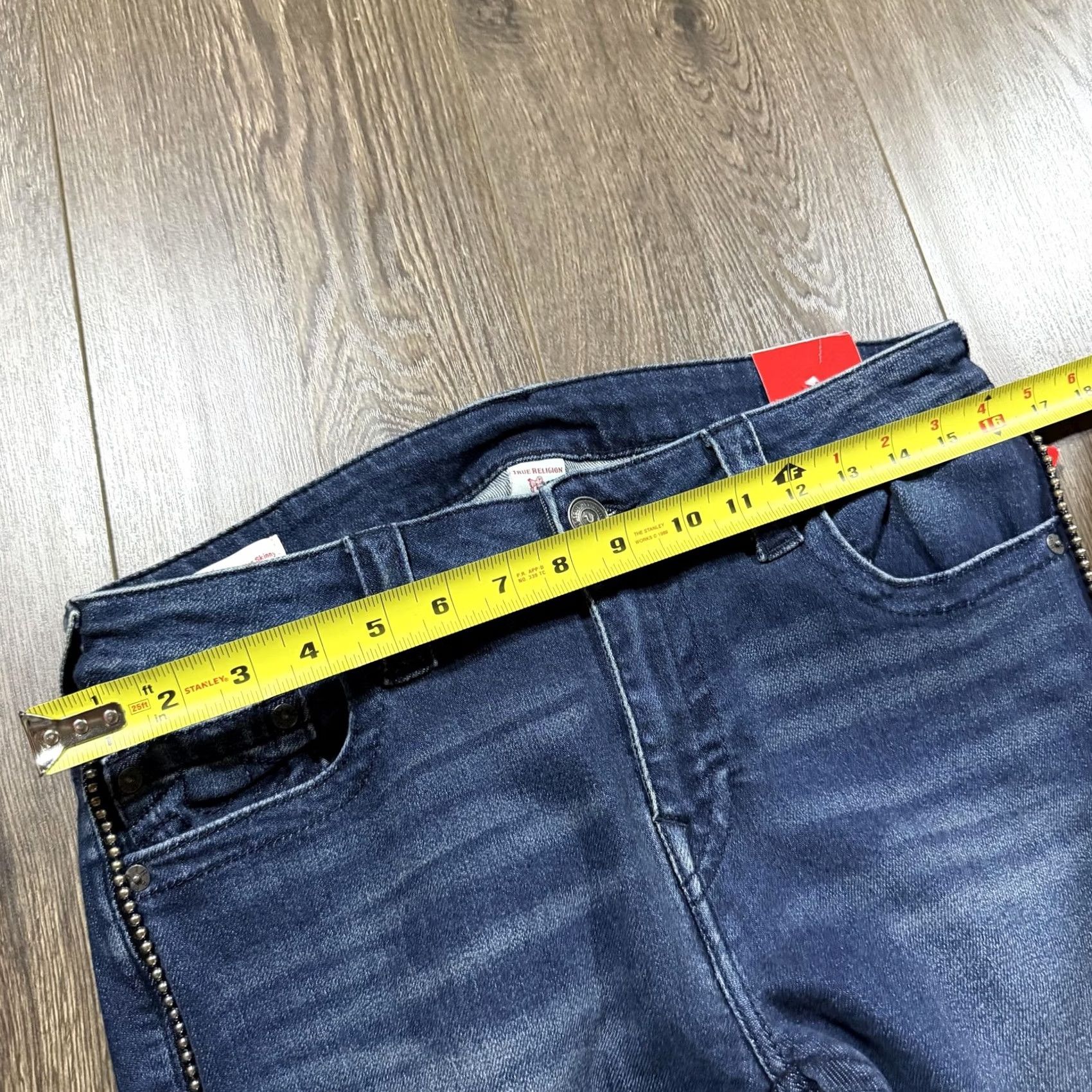 True Religion True Religion Jeans Womens 31 Rinse Wash Denim Skinny Studded Outseam Size 24" / US 00 / IT 34 - 7 Thumbnail