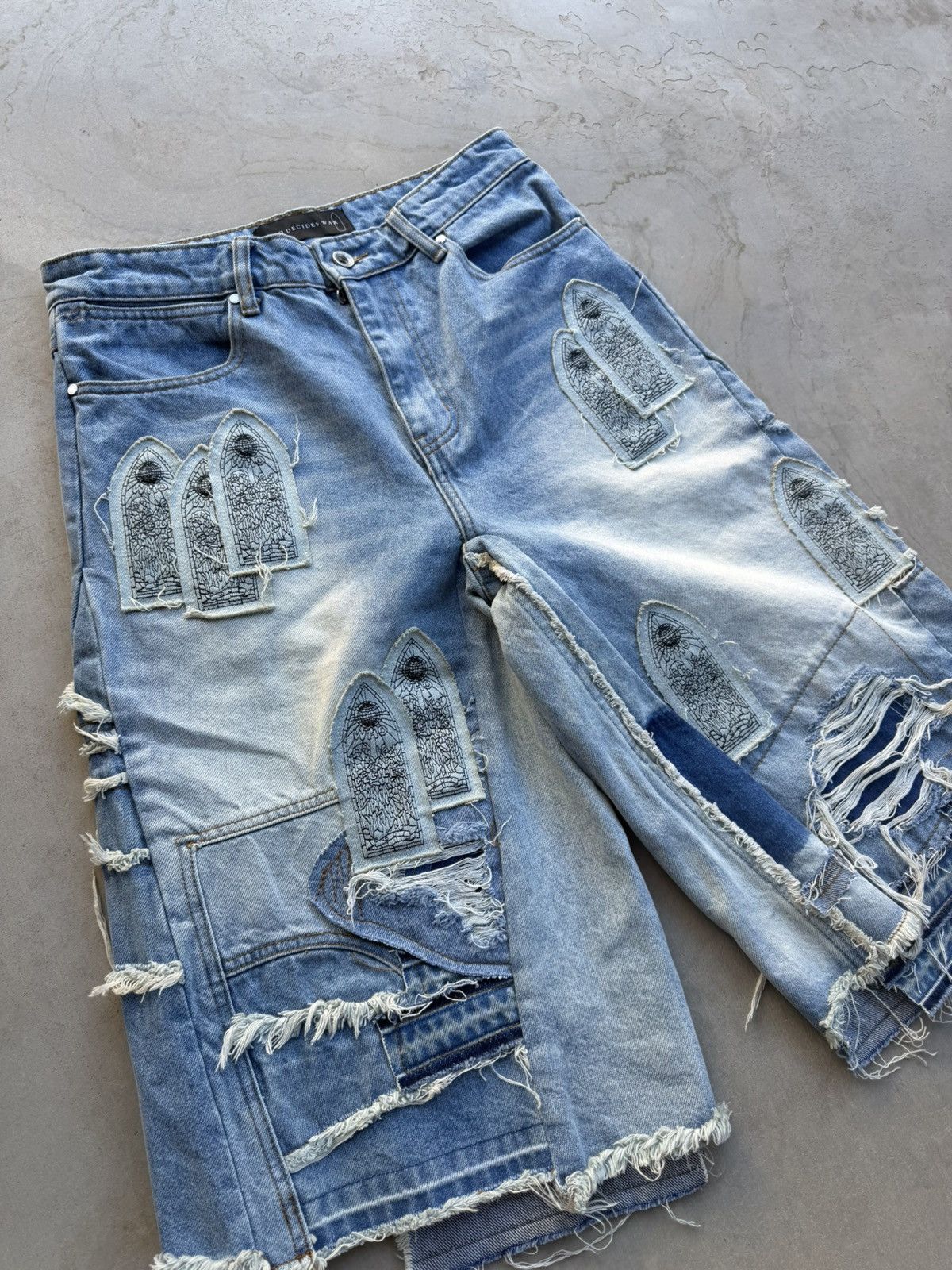 Who Decides War Who Decides War Patched Arch Blowout Denim Shorts Size 32 Size US 32 / EU 48 - 3 Thumbnail