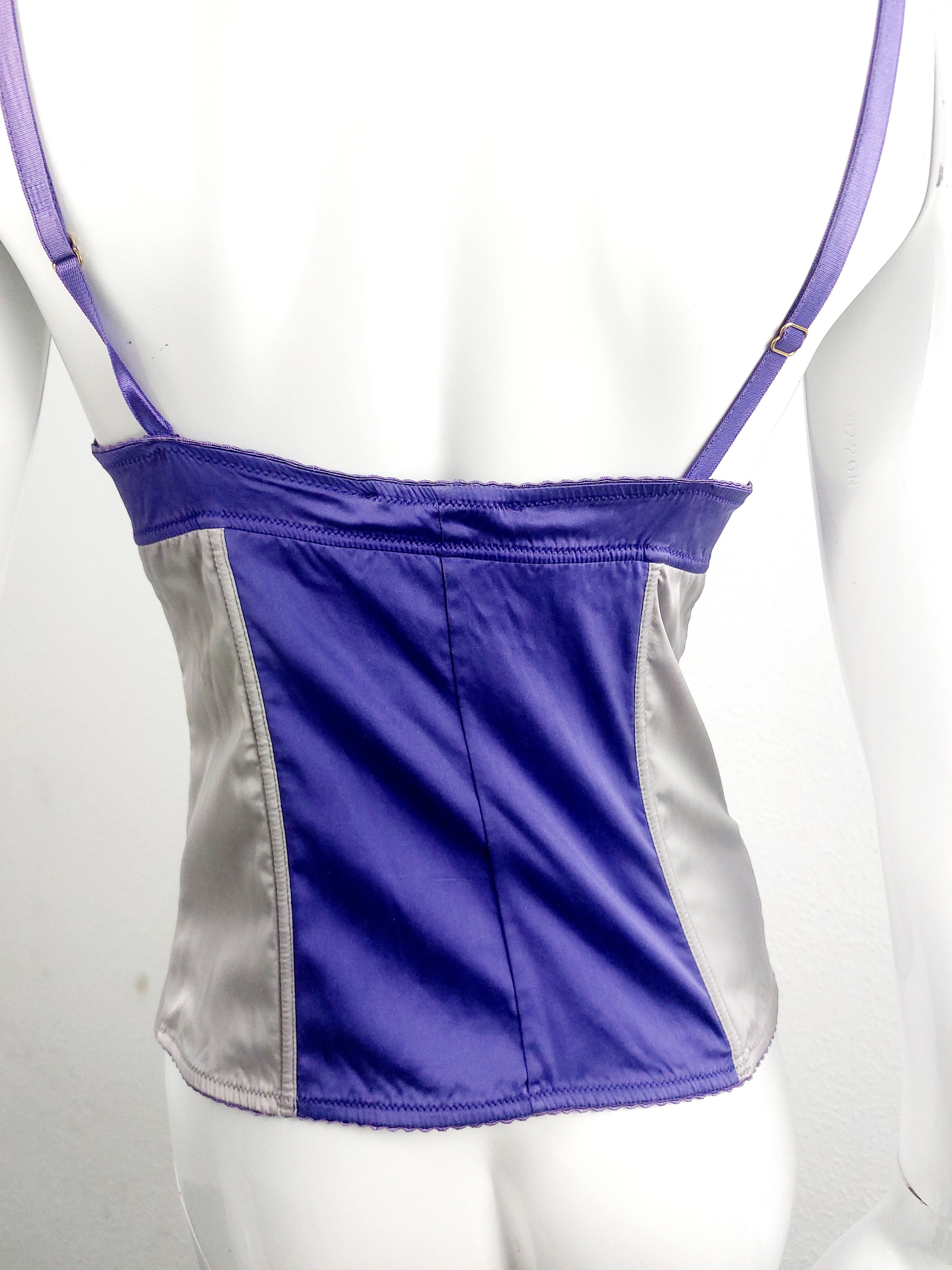 Dolce & Gabbana Dolce and Gabbana D&G Silk Purple Silver Metallic Corset Size L / US 10 / IT 46 - 7 Thumbnail