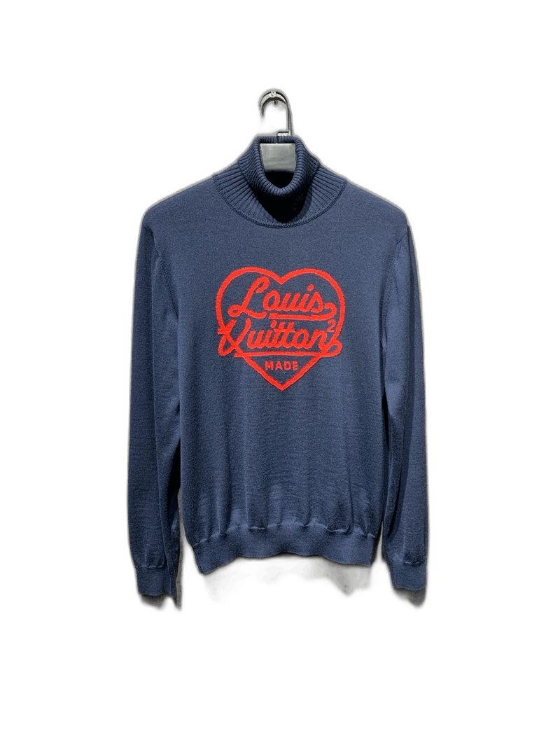 Louis Vuitton [Lv] dark blue love turtleneck sweater