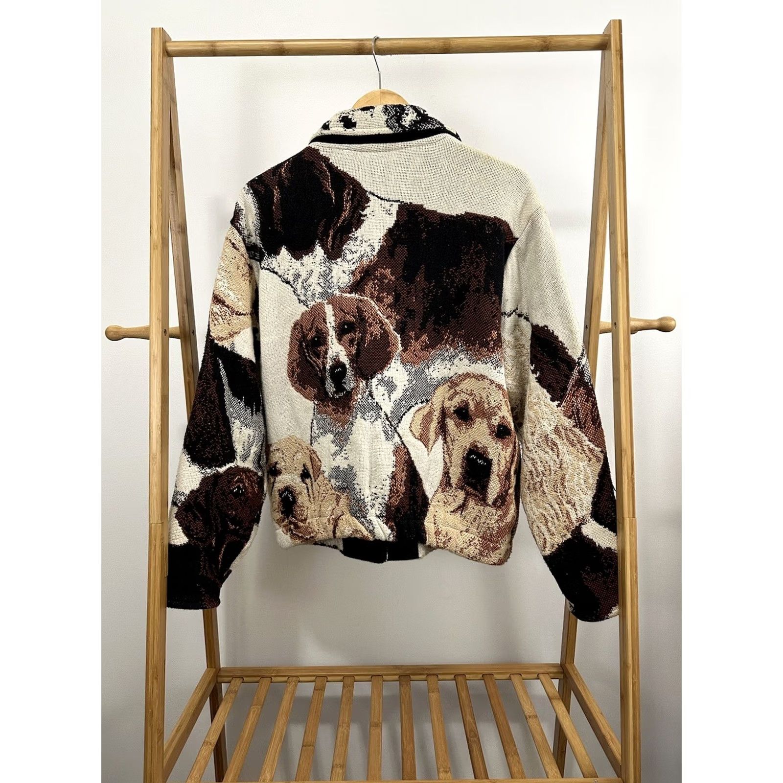 Sugar VTG Sugar Street Weavers Cardigan Sweater Womens One Size Multicolor Dog Beagle Lab Husky AOP All Over Knit Knitwear Size ONE SIZE - 2 Thumbnail