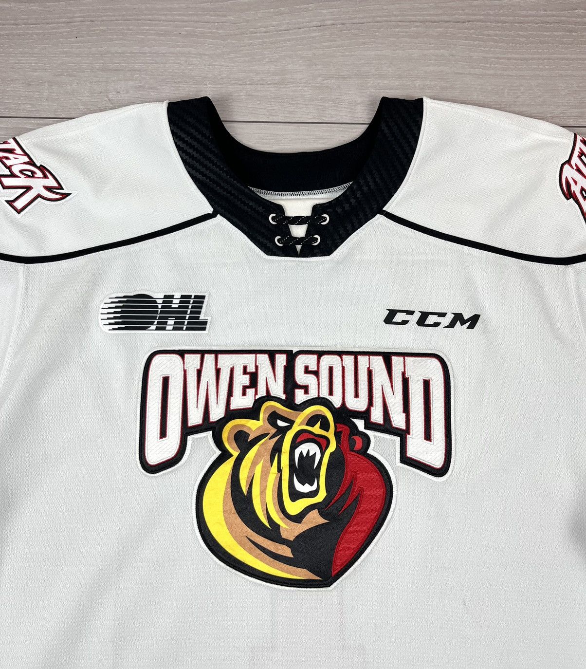 Ccm Owen Sound CCM OHL Attack Player Issue Hockey Jersey Size US XL / EU 56 / 4 - 7 Thumbnail