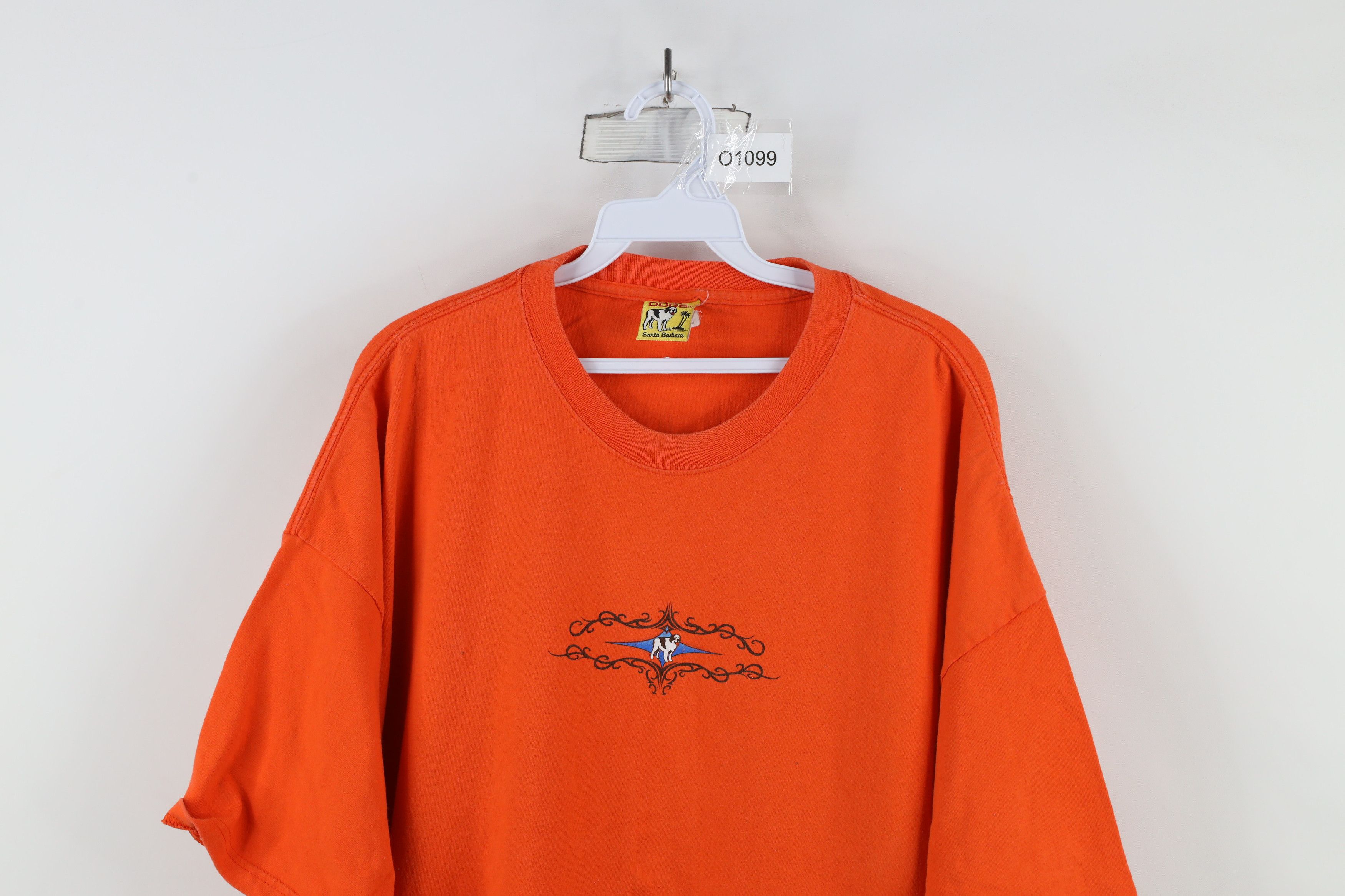 Big Dogs × Vintage Vintage 90s Big Dogs Spell Tribal Attitude T-Shirt Orange Size US XXL / EU 58 / 5 - 2 Thumbnail
