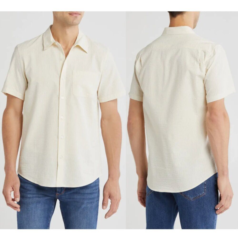 Joe's NWT New $148 Joe's Cotton Seersucker Short Sleeve Button-Up Size US L / EU 52-54 / 3 - 1 Thumbnail