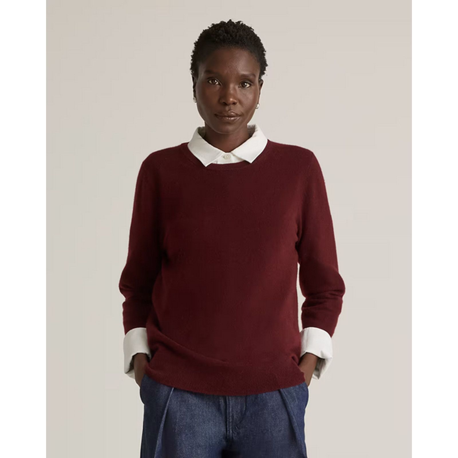 Quince Quince Cashmere Crewneck Sweater Small Rich Burgundy NWT Size S / US 4 / IT 40 - 1 Thumbnail