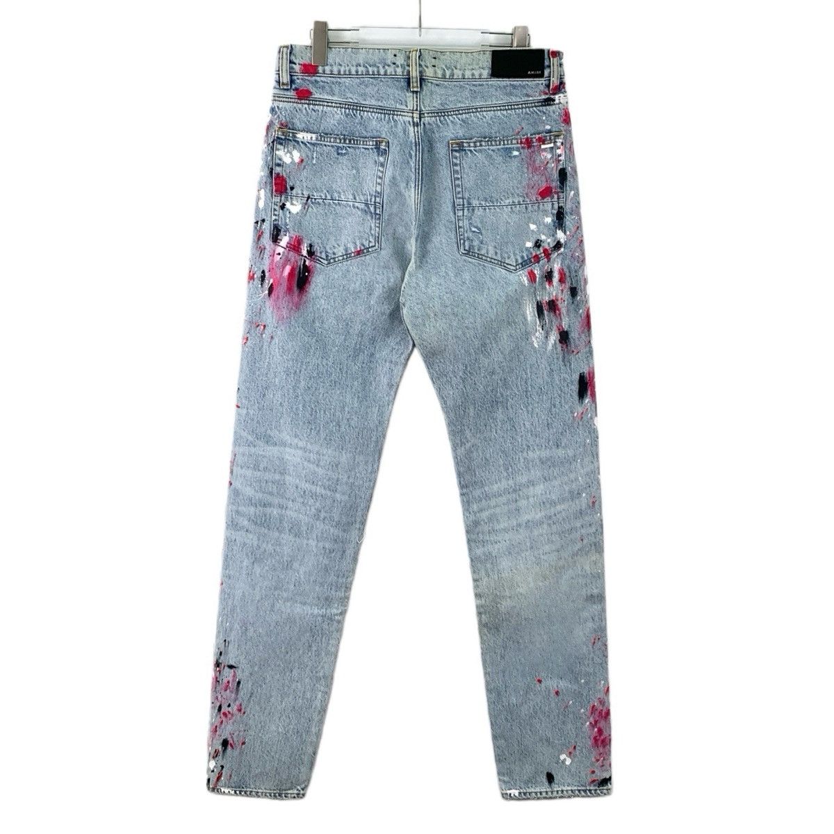 Armani Amiri Blue Distressed Splash Ink Print Denim Pants K26WX Size 24" / US 00 / IT 34 - 2 Thumbnail