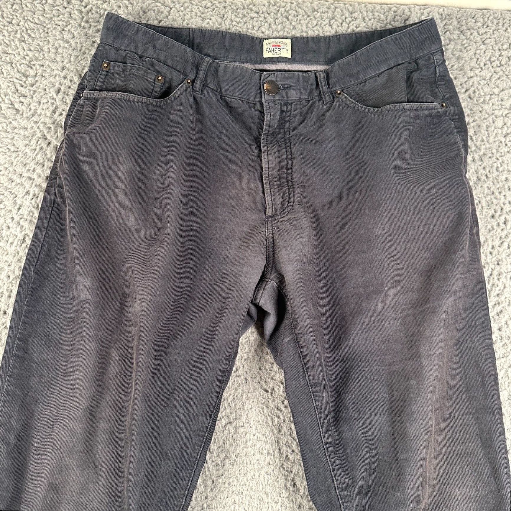 Faherty VINTAGE Faherty Thin Corduroy Pants Men's 33 Gray Stretch 5-Pocket Straight Leg Size US 33 - 3 Thumbnail