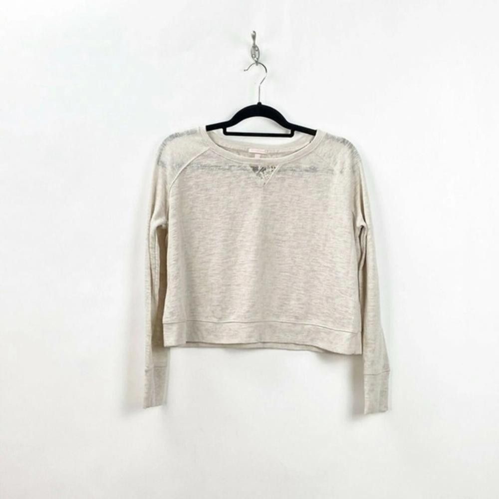 Designer Victorias’s Secret lace panel long sleeve crop top Size S / US 4 / IT 40 - 1 Thumbnail
