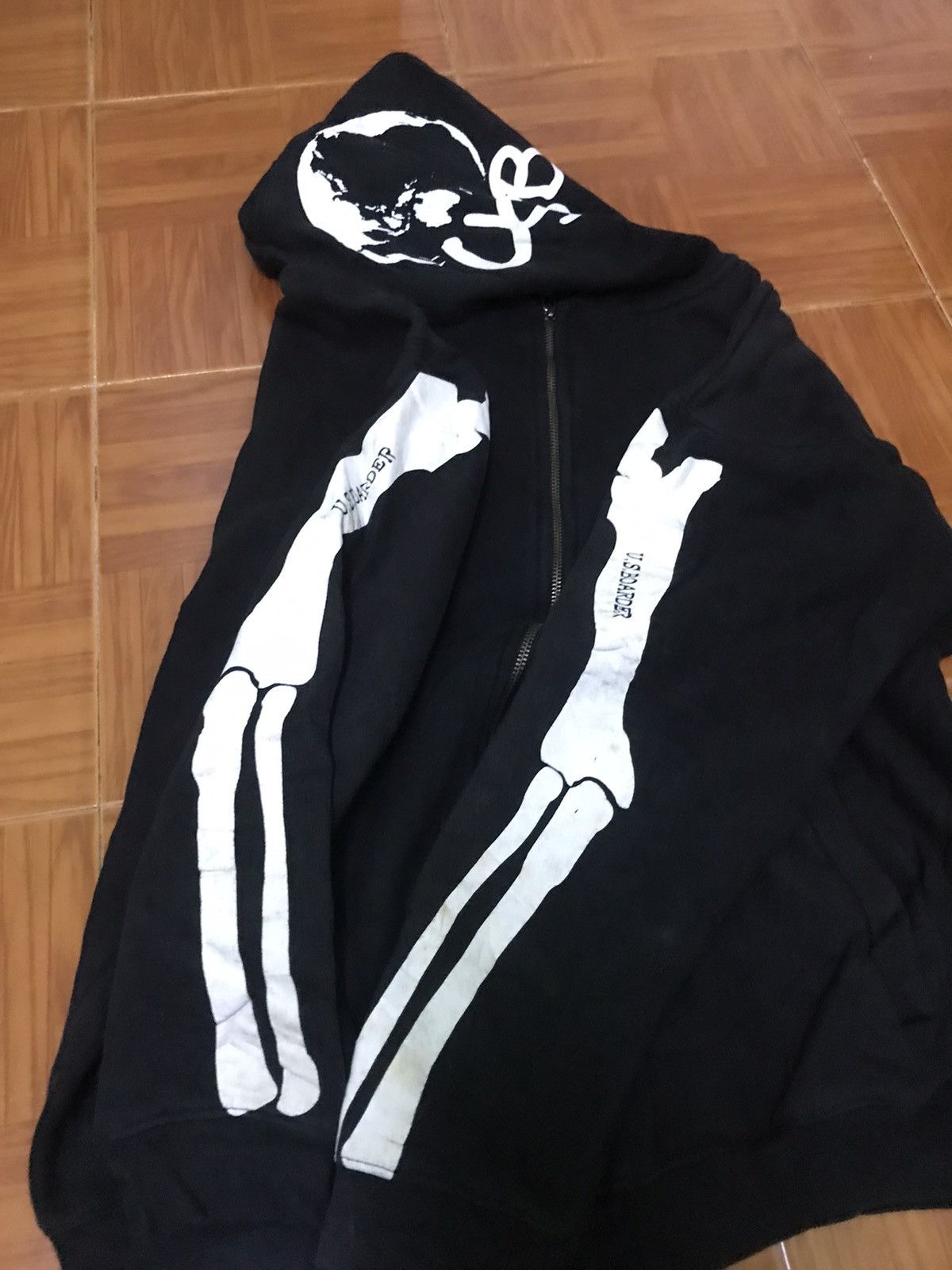 Japanese Brand u.s. boarder Oversized Black Skeleton Hoodie Size US XL / EU 56 / 4 - 14 Thumbnail