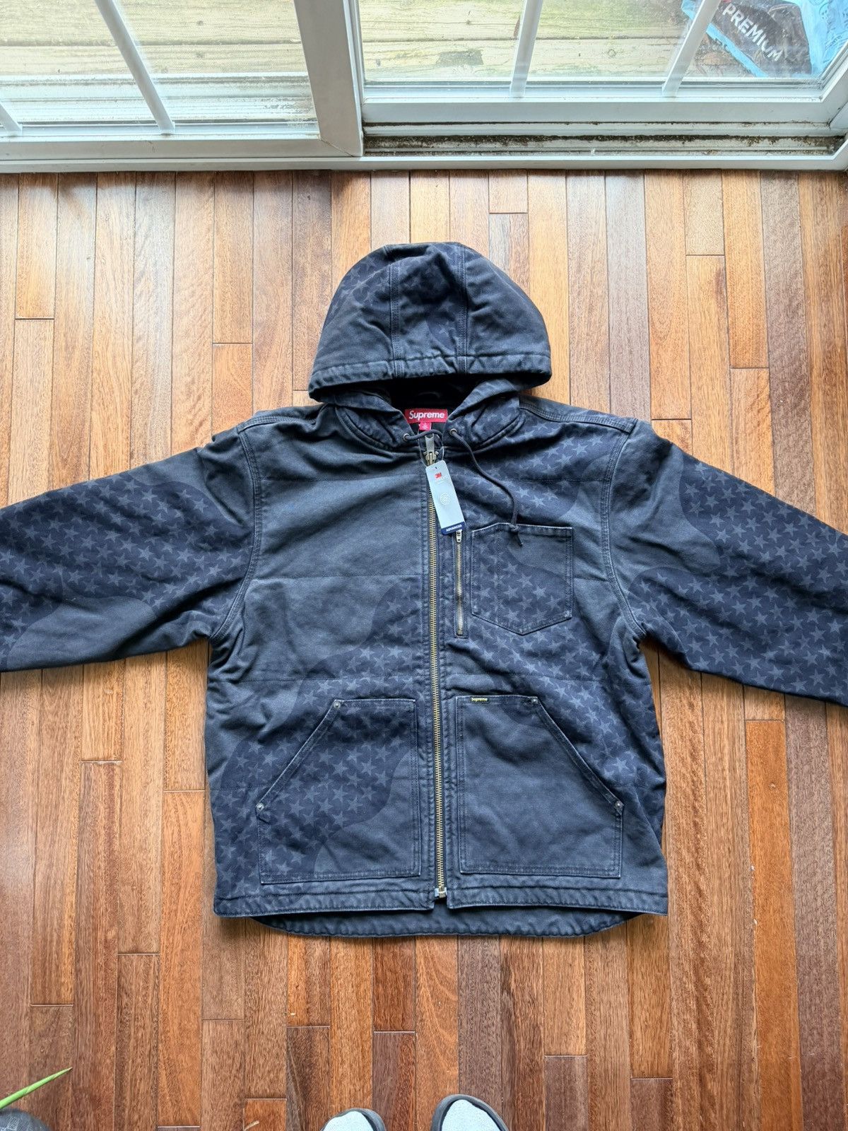 Supreme Supreme Flag Quilted Hooded Work Jacket - black - Large Size US L / EU 52-54 / 3 - 1 Thumbnail