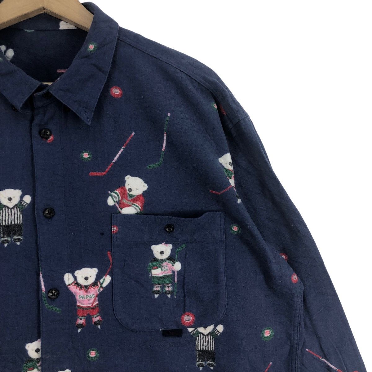 Japanese Brand × Vintage Vintage PAPAS Shirt Buttons Up Bear Hockey Ice Size US XL / EU 56 / 4 - 3 Thumbnail