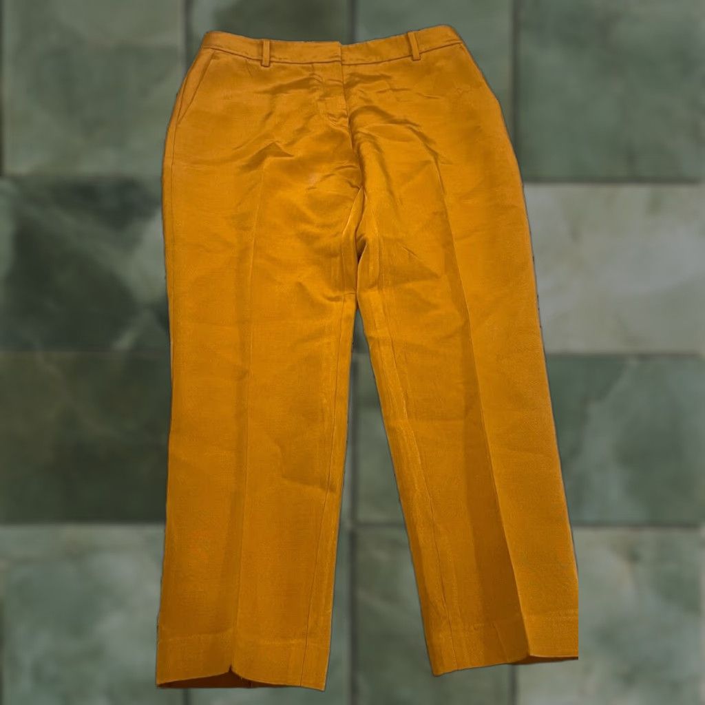 Vintage Lafayette 148 NY Wool/Silk Blend Pants Size 8 Wide Leg 28" Inseam Mustard Gold Dress Pants Women Classic Winter Glam Cocktail Size 30" / US 8 / IT 44 - 1 Thumbnail