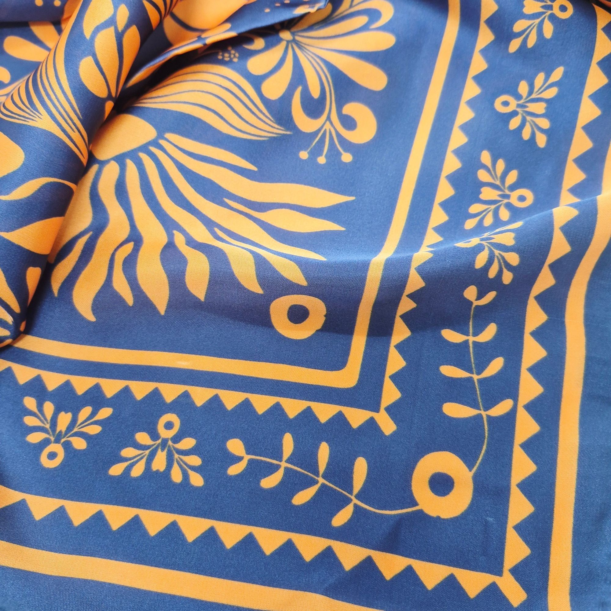 Other ⭐Luxury Floral Botanical Geometric Blue Orange Silky Soft Sq Size ONE SIZE - 6 Thumbnail