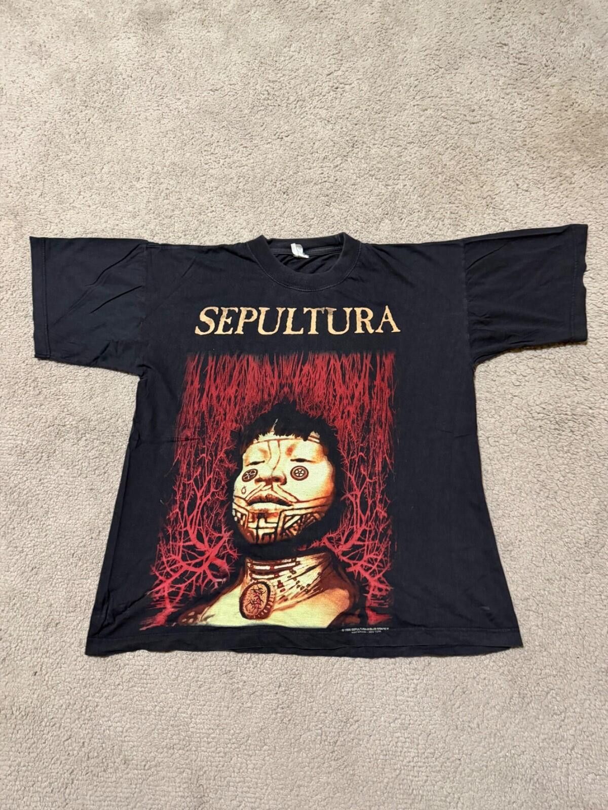 Band Tees Vintage 1996 Sepultura Roots Bloody Roots T-Shirt Size US XL / EU 56 / 4 - 1 Thumbnail