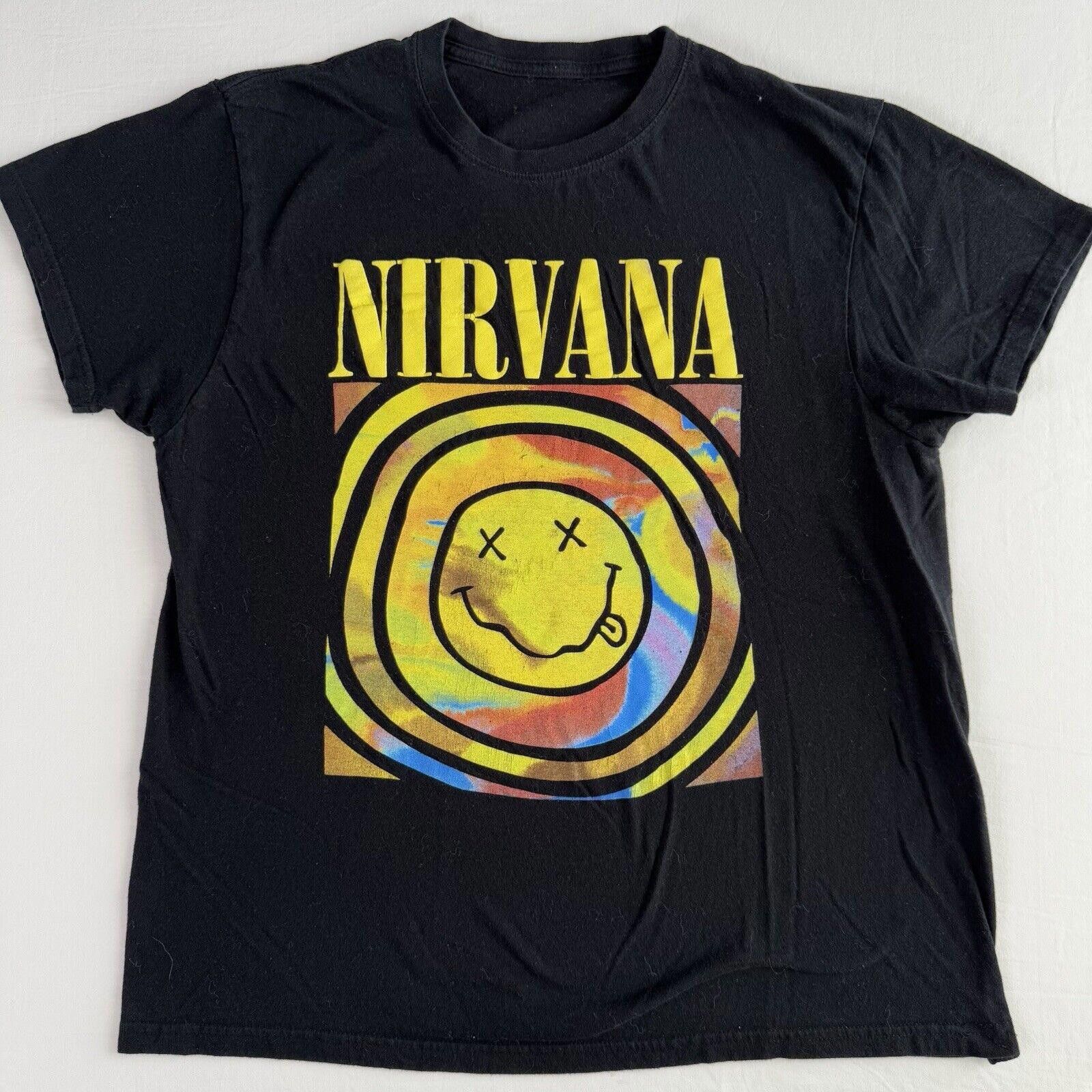 Nirvana Nirvana Smiley Logo Band T-Shirt Mens L Black Grunge Music Size US L / EU 52-54 / 3 - 1 Thumbnail