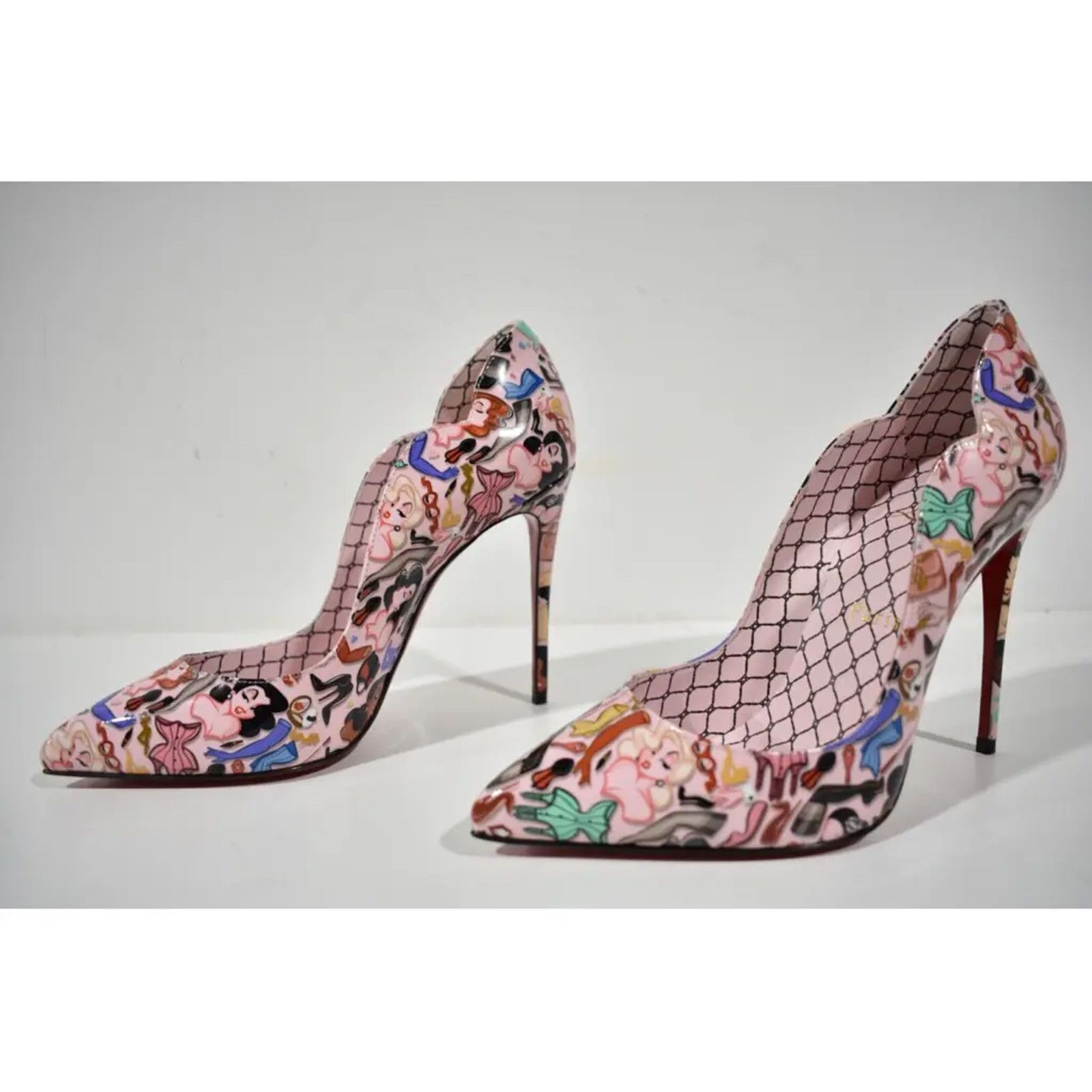 Christian Louboutin Hot Chick 100 Pink Patent Leather Bored Red Heel Pump 40 Size US 10 / IT 40 - 9 Thumbnail