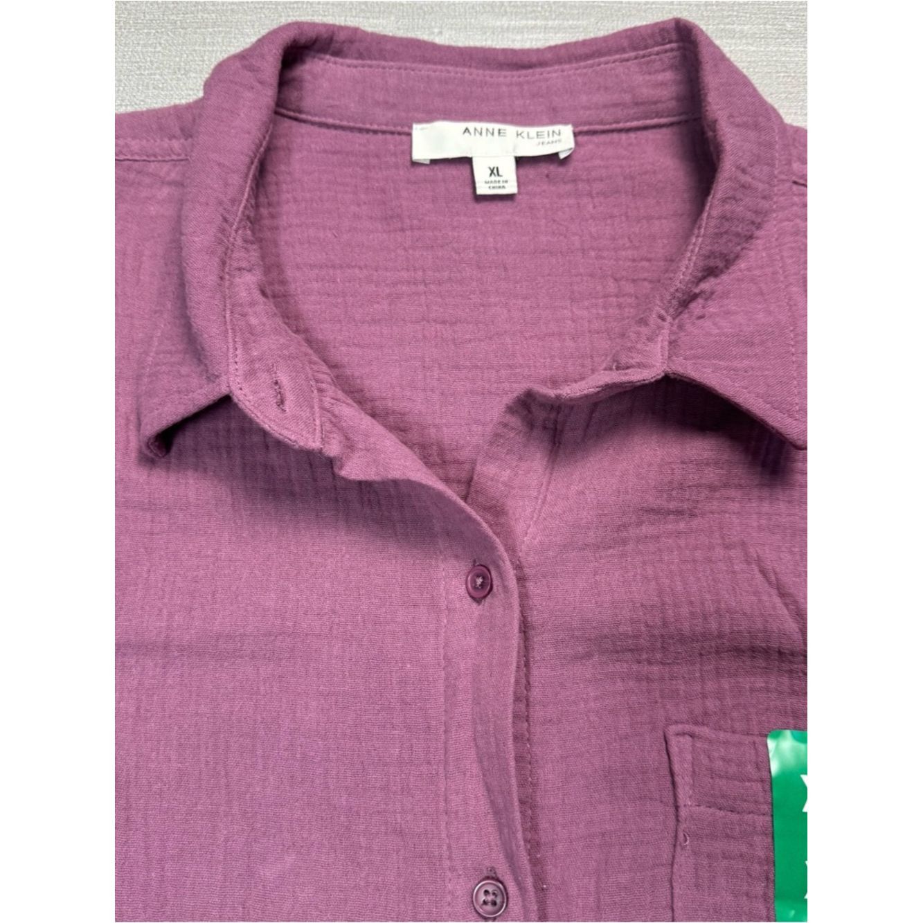 Anne Klein New Anne Klein Lucile Double-Gauze Cotton Mauve Shirt Size Size XL / US 12-14 / IT 48-50 - 9 Thumbnail