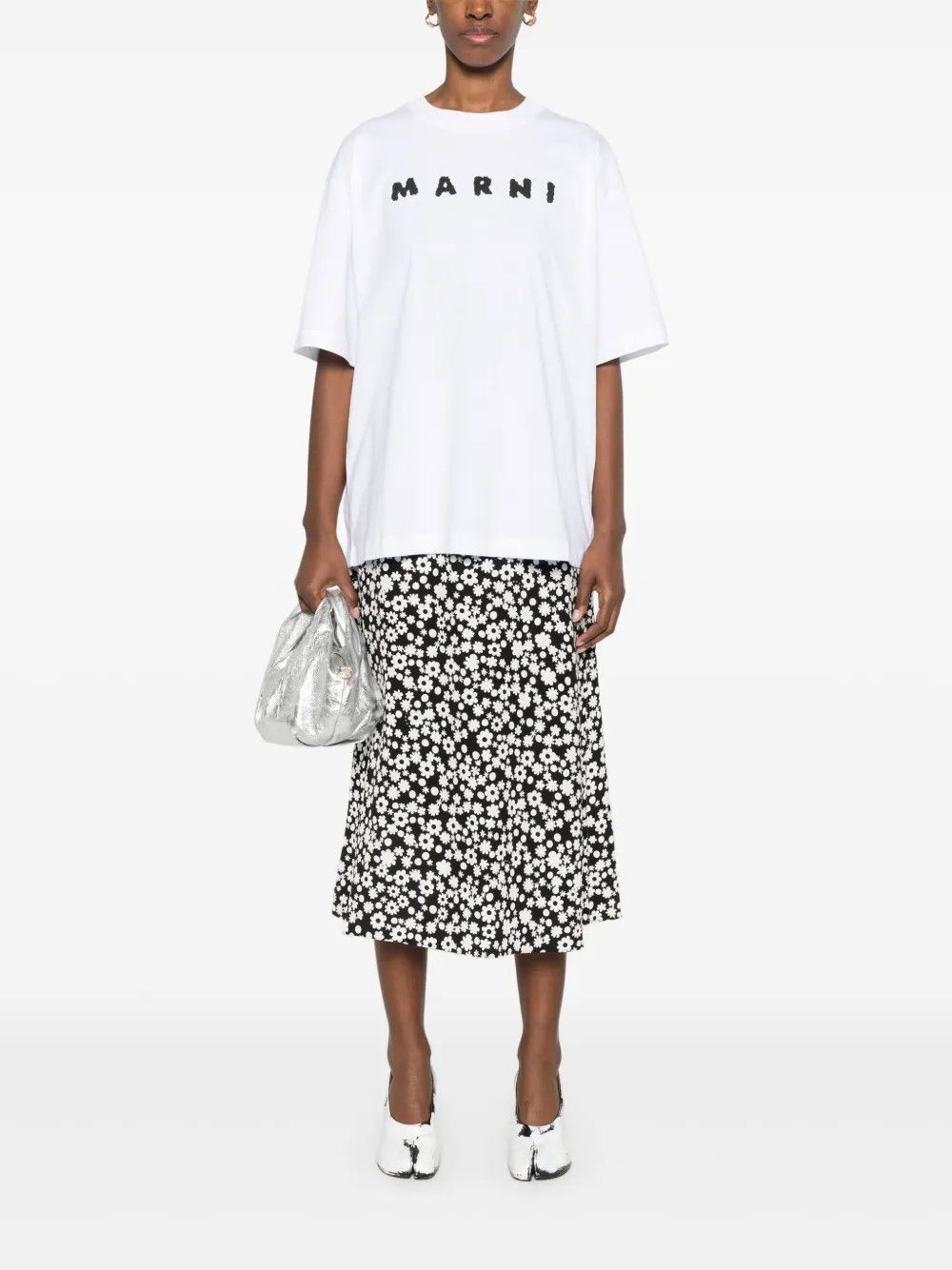Marni o1w1db10426 Logo-Print T-Shirt in White Size XL / US 12-14 / IT 48-50 - 2 Thumbnail