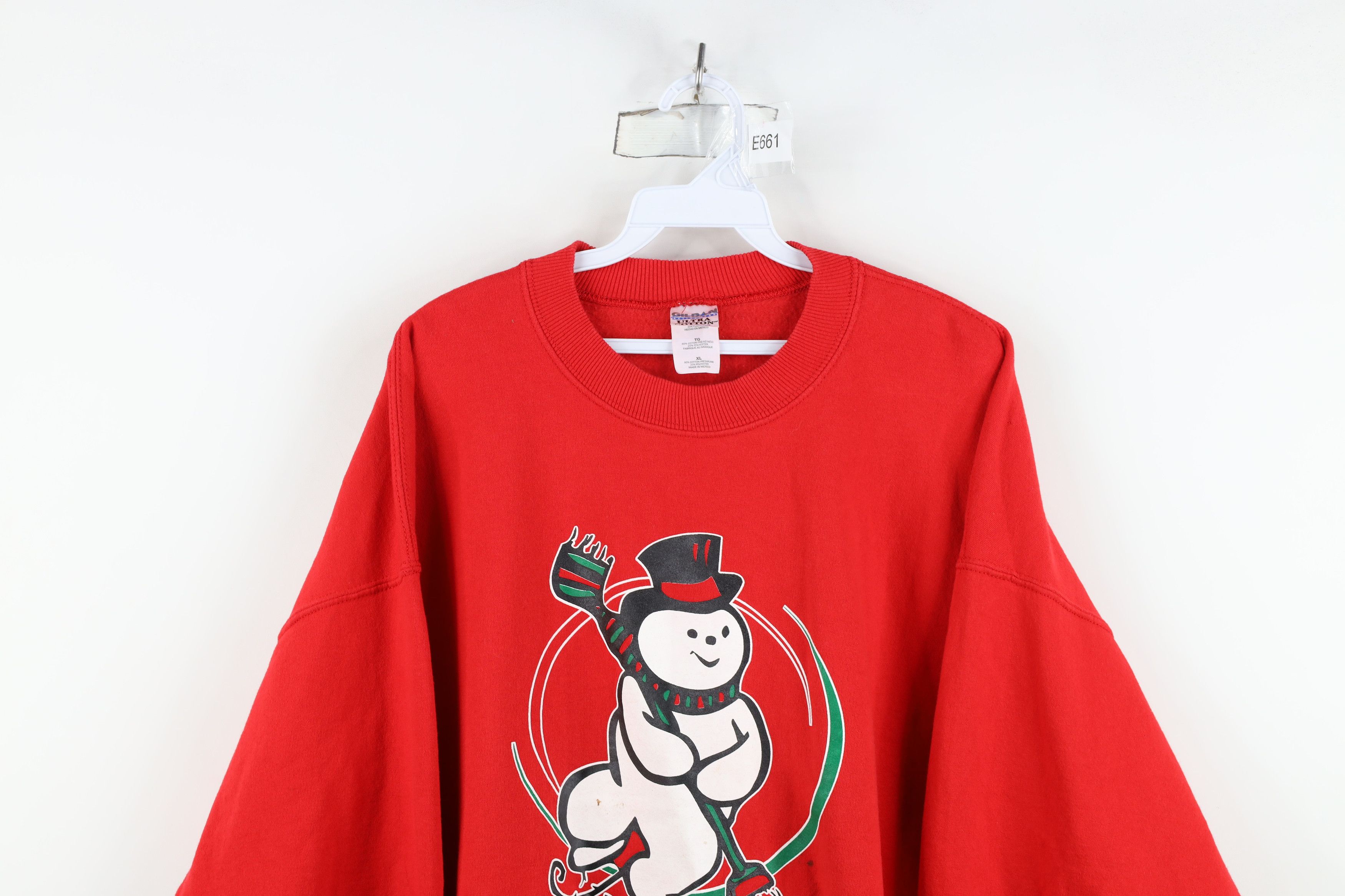 Vintage Vintage 90s The Snowman Hockey Crewneck Sweatshirt Red Size US XL / EU 56 / 4 - 2 Thumbnail