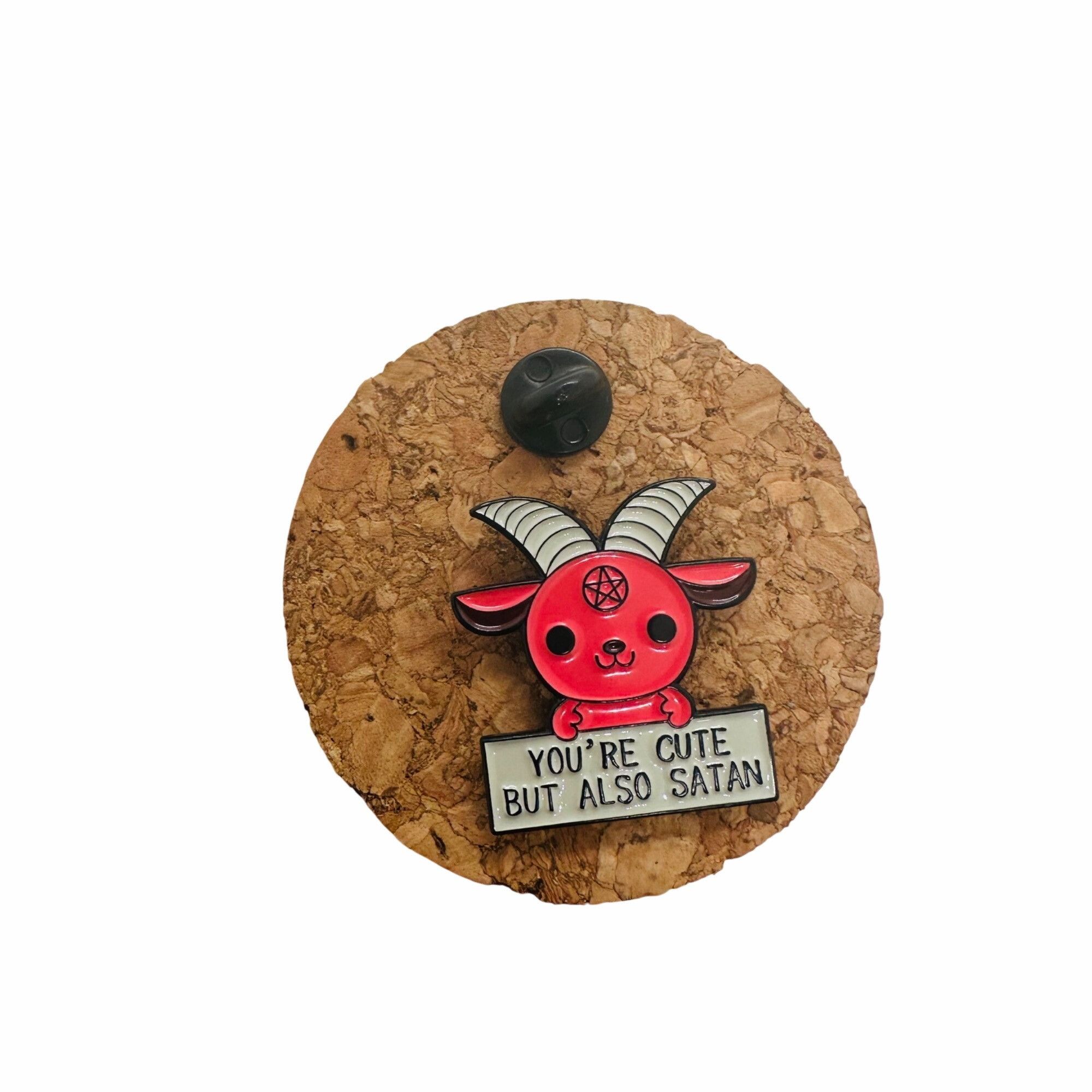 Other ✨Cute but Satan Goat Pentagram Gothic Dark Evil Metal Pin Ba Size ONE SIZE - 2 Thumbnail